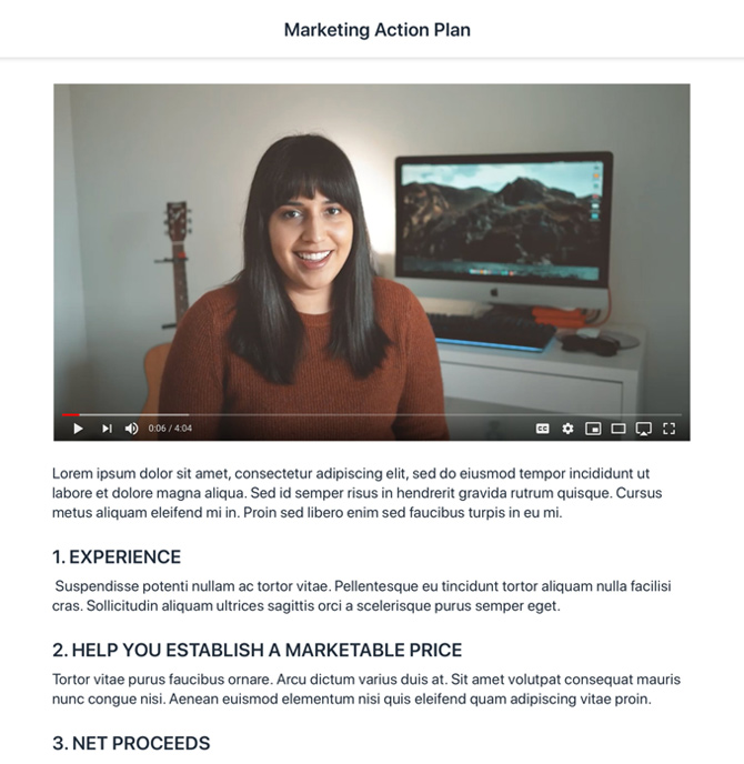 Screenshot of Cloud CMA showing the marketing action plan screen