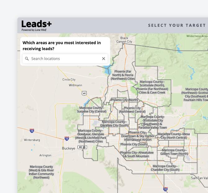 Lone Wolf Leads+ local leads map screenshot