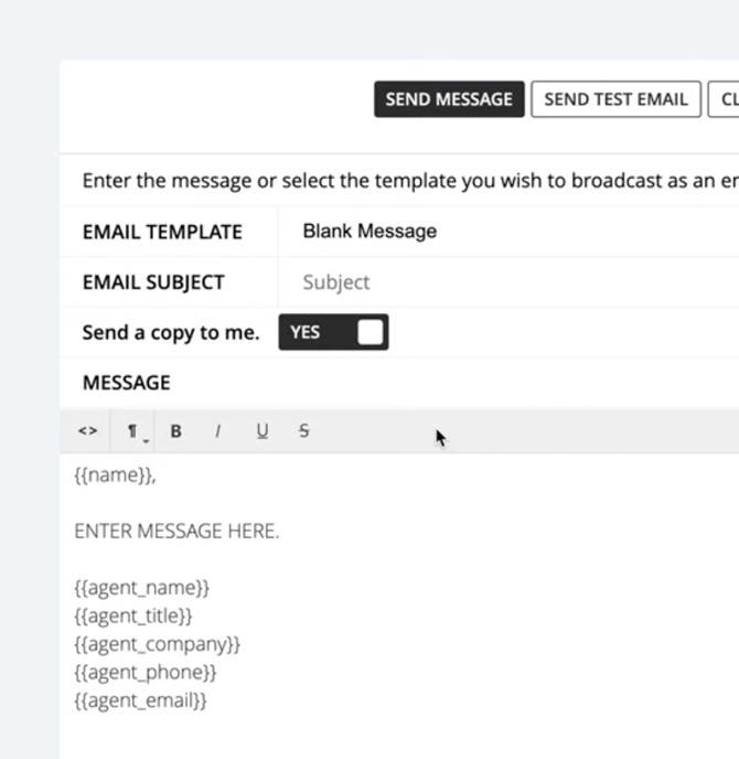 Spacio screenshot showing the send email to users screen