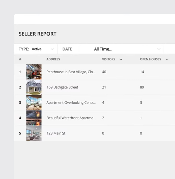 Spacio screenshot showing the seller report screen