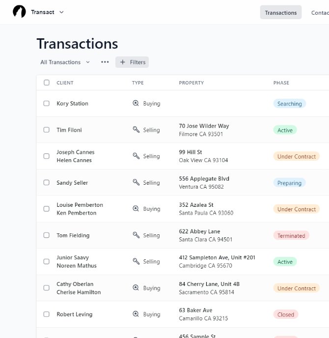 Lone Wolf Transact, transactions screenshot