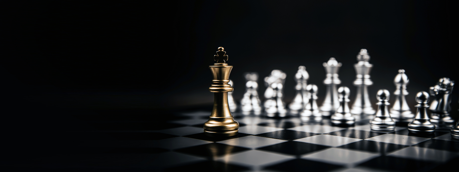 Black background showing chess pieces on a chessboard