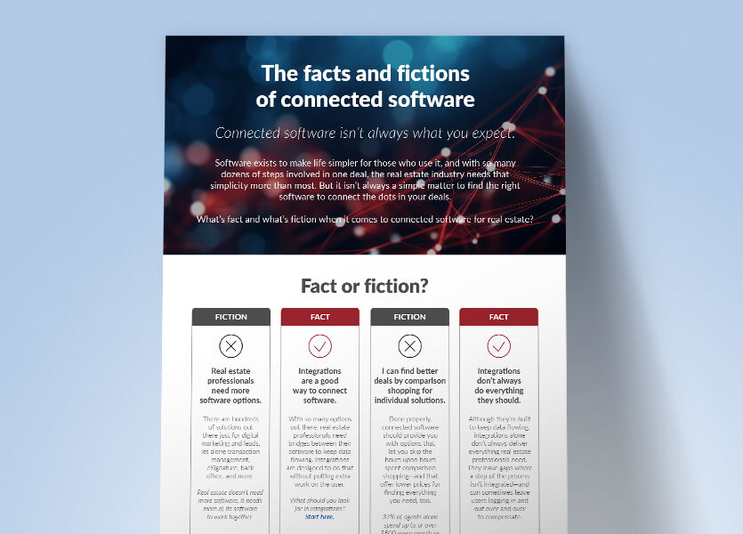 Mockup image of the facts and fictions of connected software infographic